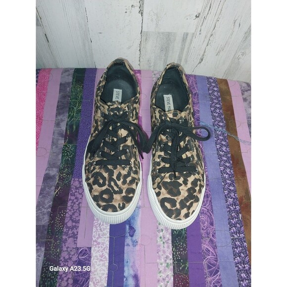 Steve Madden Cheetah Print Emmi Flatform Sneakers Size 10 - Picture 3 of 11